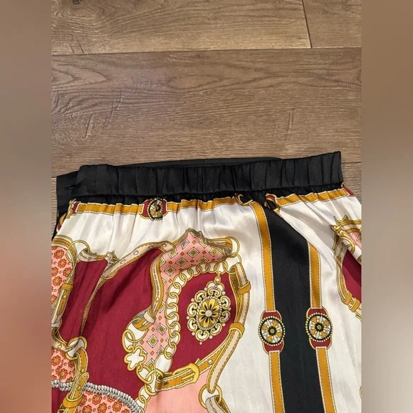 Zara Chain Print Pleated Midi Wrap Skirt, Size L-XL - Picture 11 of 14